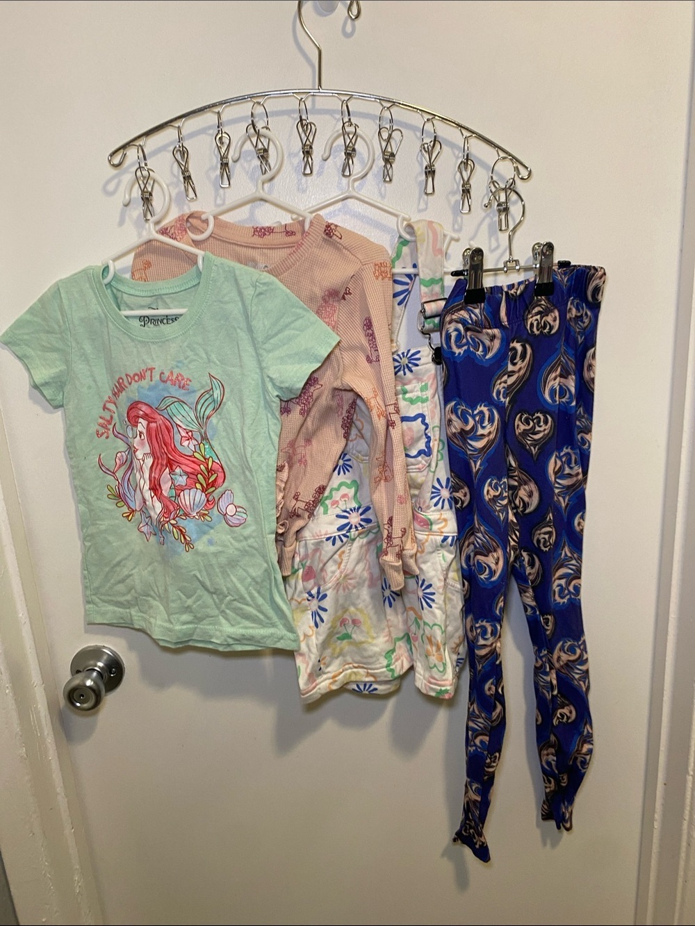 Disney Girls Shirt Mint Mermaid Tee and Blue Heart Leggings plus Romper,pink top